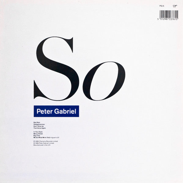 Peter Gabriel - So - Used Vinyl Record image 2