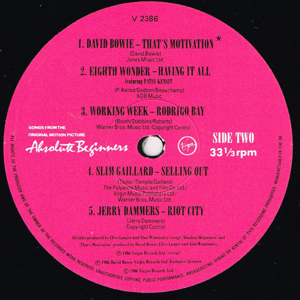 Various - Absolute Beginners (Bande Originale Du Film) Songs From The O image 4