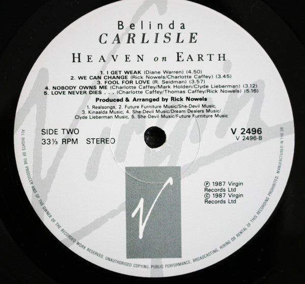 Belinda Carlisle - Heaven On Earth - Used Vinyl Record image 4