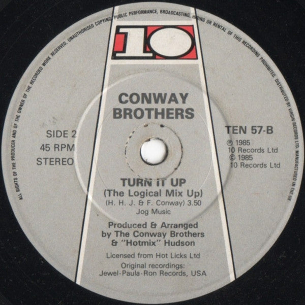 Conway Brothers - Turn It Up - Used Vinyl Record 7" image 4