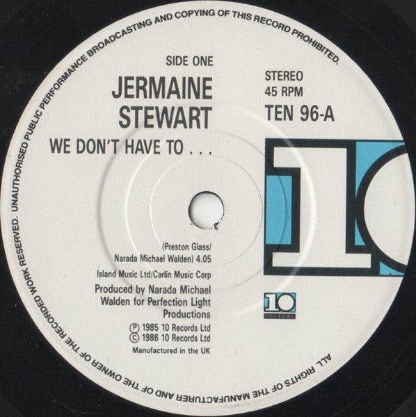 Jermaine Stewart - We Don't Have To... - Used Vinyl Record 7" image 3