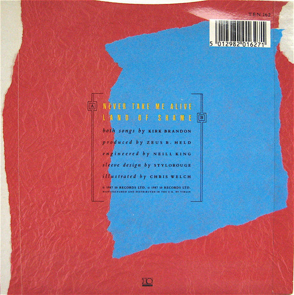 Spear Of Destiny - Never Take Me Alive - Used Vinyl Record 7" image 2