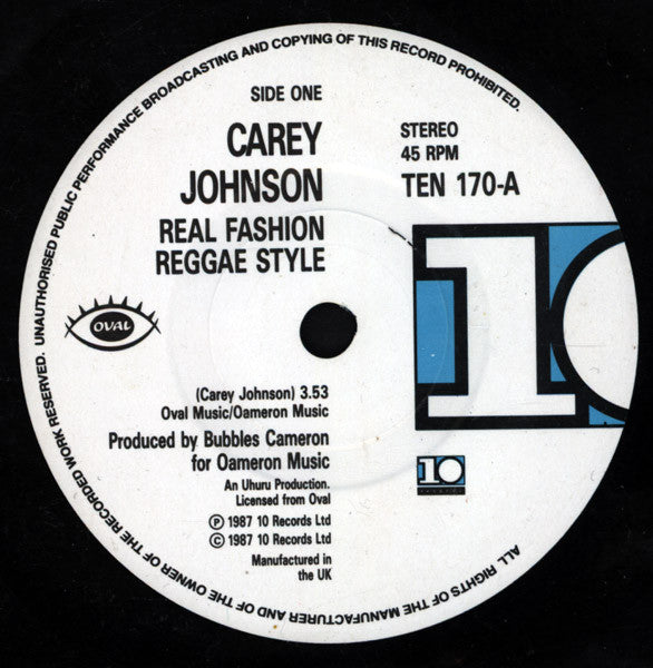 Carey Johnson - Real Fashion Reggae Style - Used Vinyl Record 7" image 3
