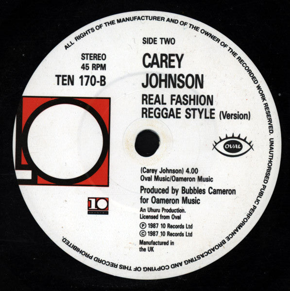 Carey Johnson - Real Fashion Reggae Style - Used Vinyl Record 7" image 8