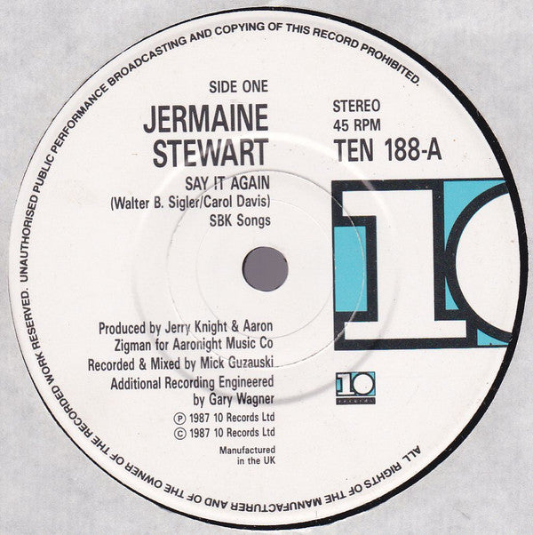Jermaine Stewart - Say It Again - Used Vinyl Record 7" image 7