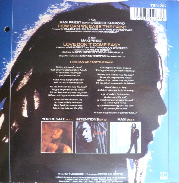 Maxi Priest - How Can We Ease The Pain? - Used Vinyl Record 7" image 2
