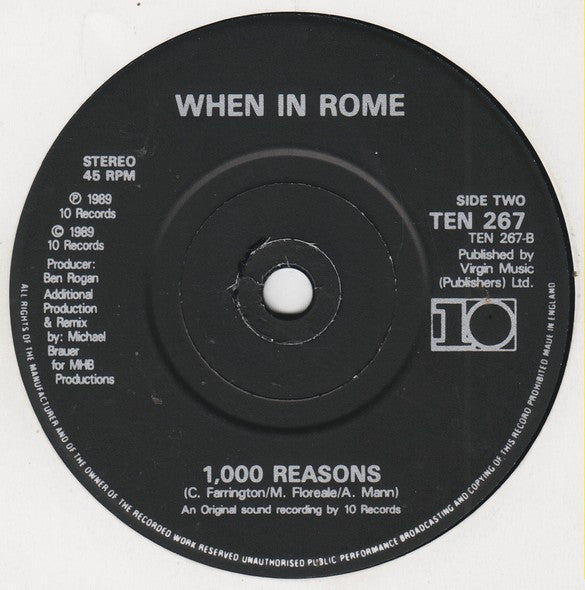 When In Rome - Sight Of Your Tears - Used Vinyl Record 7" image 4
