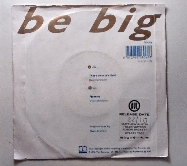 Be Big - That's When It's Gold - Used Vinyl Record 7" image 4