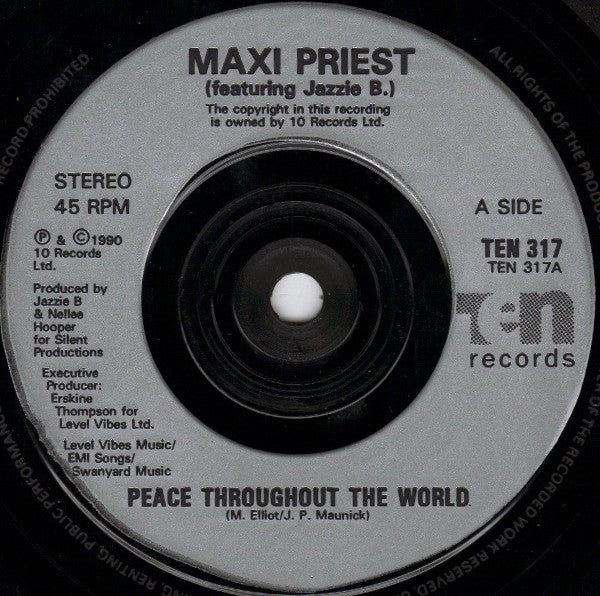 Maxi Priest - Peace Throughout The World - Used Vinyl Record 7" image 3