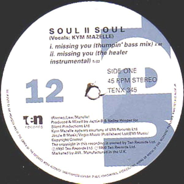 Soul II Soul - Missing You - Used Vinyl Record 12" image 2