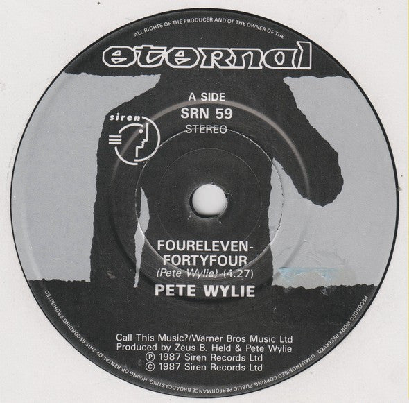 Pete Wylie - Fourelevenfortyfour - Used Vinyl Record 7" image 3