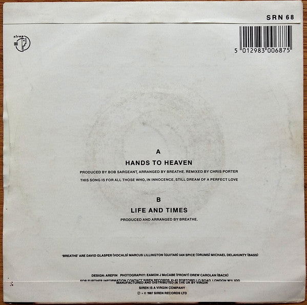 Breathe - Hands To Heaven - Used Vinyl Record 7" image 6