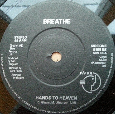 Breathe - Hands To Heaven - Used Vinyl Record 7" image 7