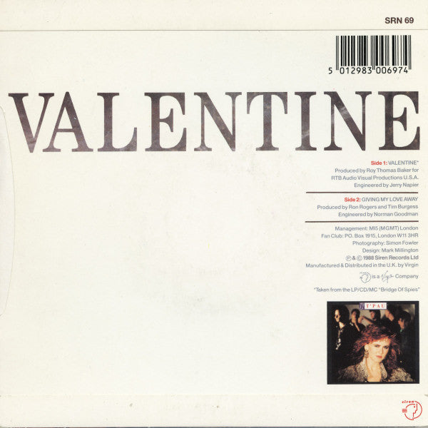 T'Pau - Valentine - Used Vinyl Record 7" image 6