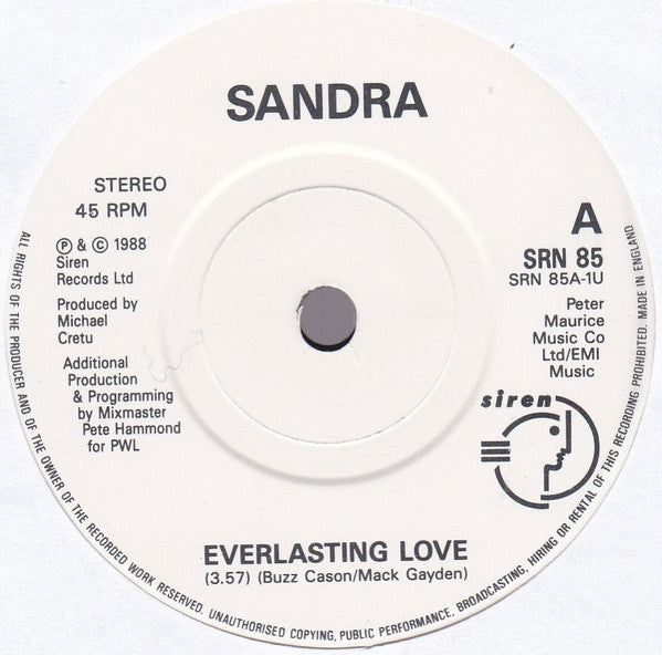Sandra - Everlasting Love - Used Vinyl Record 7" image 7
