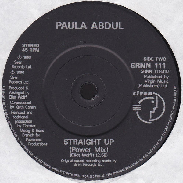 Paula Abdul - Straight Up - Used Vinyl Record 7" image 4