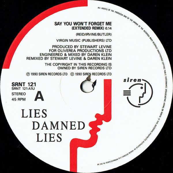 Lies Damned Lies - Say You Won't Forget Me - Used Vinyl Record 12" image 3