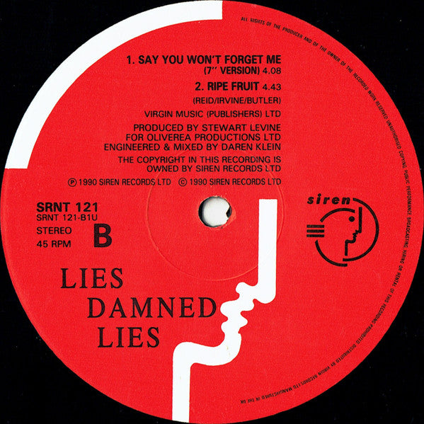 Lies Damned Lies - Say You Won't Forget Me - Used Vinyl Record 12" image 4