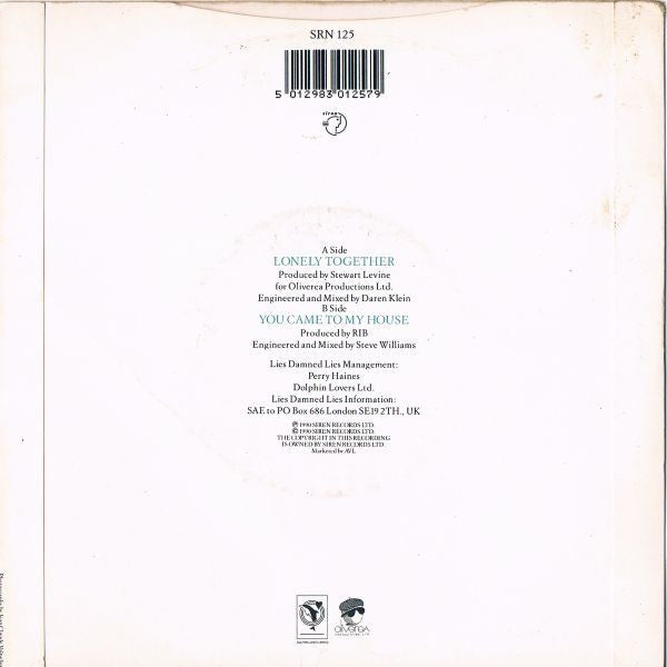Lies Damned Lies - Lonely Together - Used Vinyl Record 7" image 2