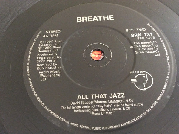 Breathe - Say Hello - Used Vinyl Record 7" image 8