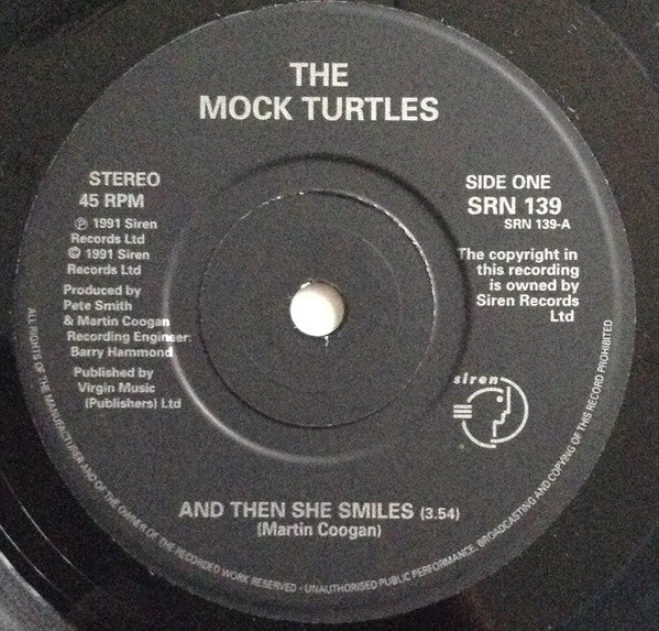 Mock Turtles - And Then She Smiles - Used Vinyl Record 7" image 3