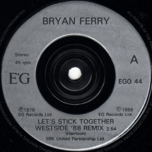 Bryan Ferry - Let's Stick Together - Used Vinyl Record 7" image 3