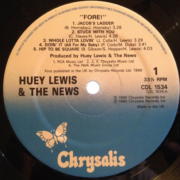 Huey Lewis & The New - Fore! - Used Vinyl Record image 3