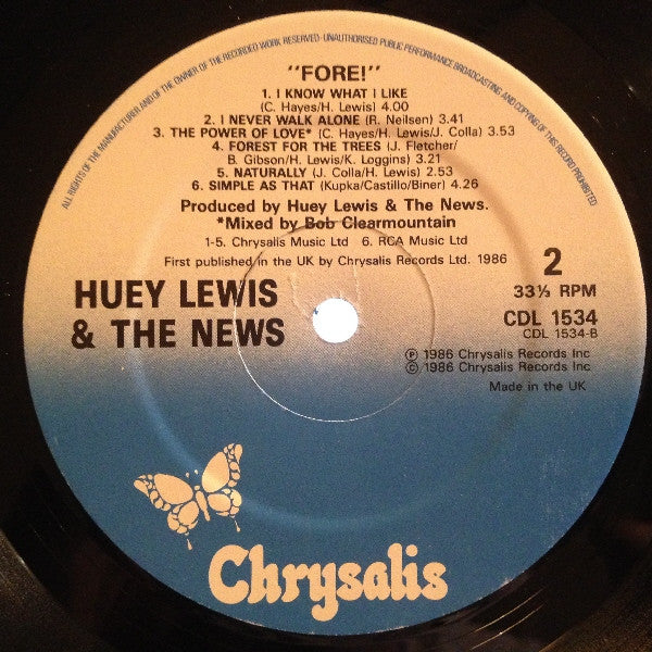 Huey Lewis & The New - Fore! - Used Vinyl Record image 4
