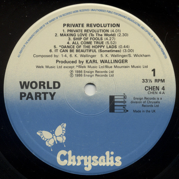 World Party - Private Revolution - Used Vinyl Record image 3