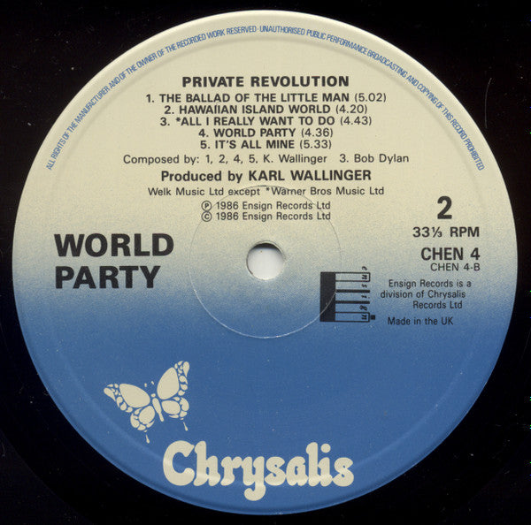 World Party - Private Revolution - Used Vinyl Record image 4