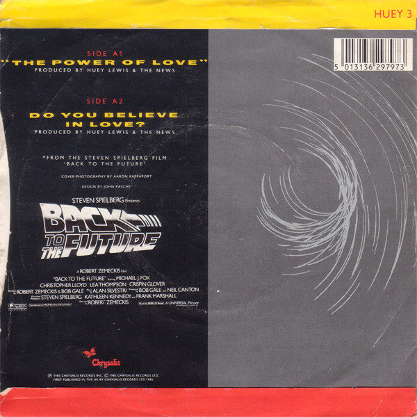 Huey Lewis & The New - Power Of Love - Used Vinyl Record 7" image 2