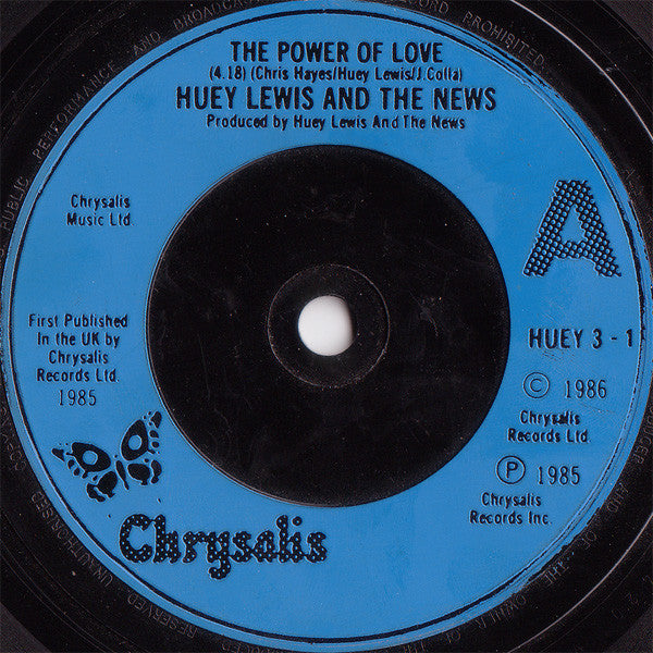 Huey Lewis & The New - Power Of Love - Used Vinyl Record 7" image 3
