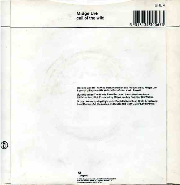 Midge Ure - Call Of The Wild - Used Vinyl Record 7" image 6