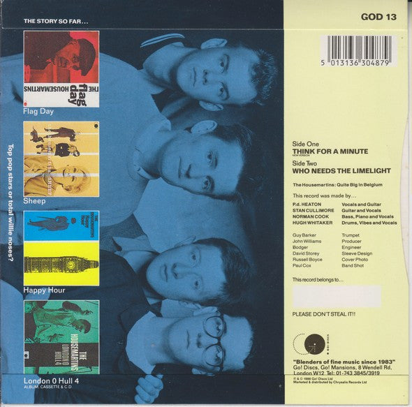 Housemartins - Think For A Minute (New Version) - Used Vinyl Record 7 image 2