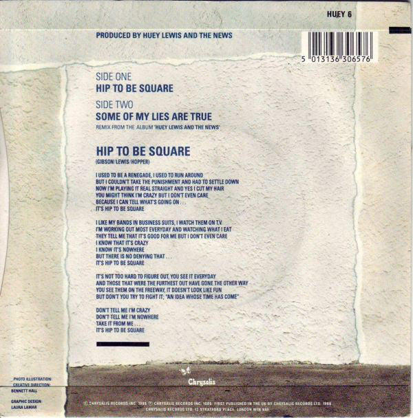 Huey Lewis & The New - Hip To Be Square - Used Vinyl Record 7" image 2