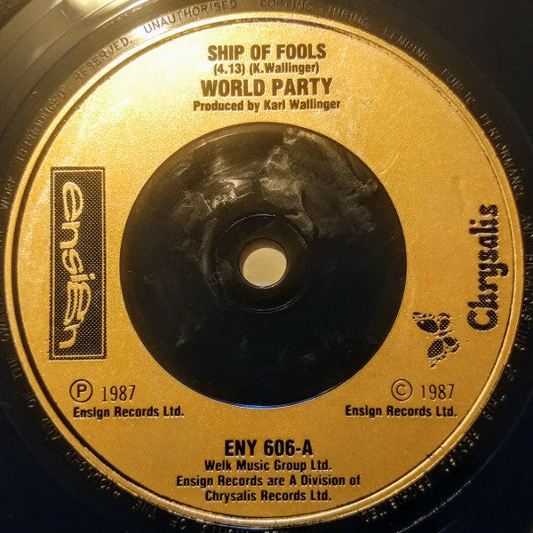 World Party - Ship Of Fools - Used Vinyl Record 7" image 4