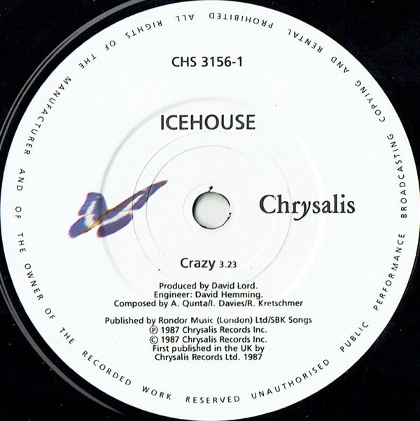 Icehouse - Crazy - Used Vinyl Record 7" image 3