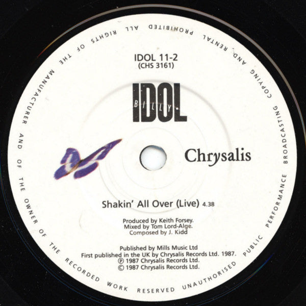 Billy Idol - Mony Mony (Live) - Used Vinyl Record 7" image 4