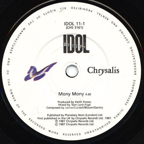 Billy Idol - Mony Mony (Live) - Used Vinyl Record 7" image 7