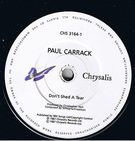 Paul Carrack - Don't Shed A Tear - Used Vinyl Record 7" image 3