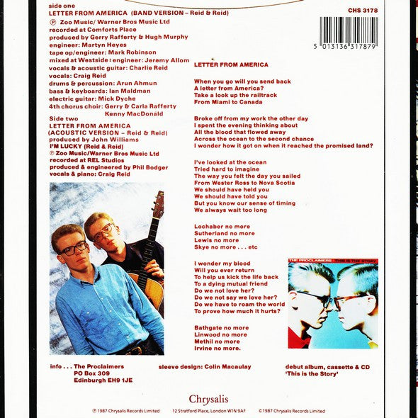 Proclaimers - Letter From America (Band Version) - Used Vinyl Record image 2