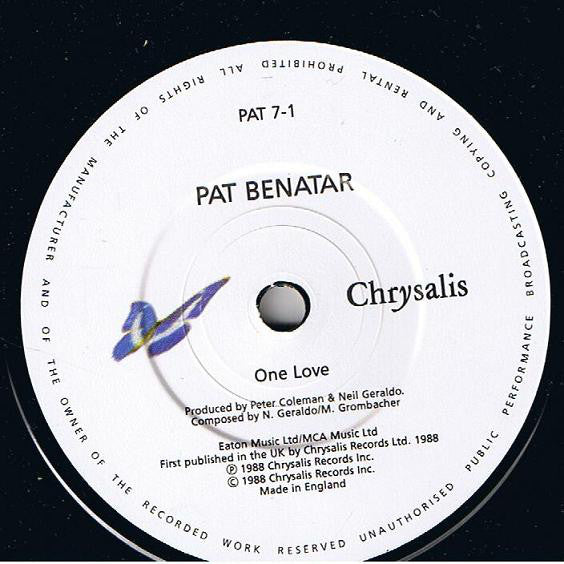 Pat Benatar - One Love - Used Vinyl Record 7" image 3
