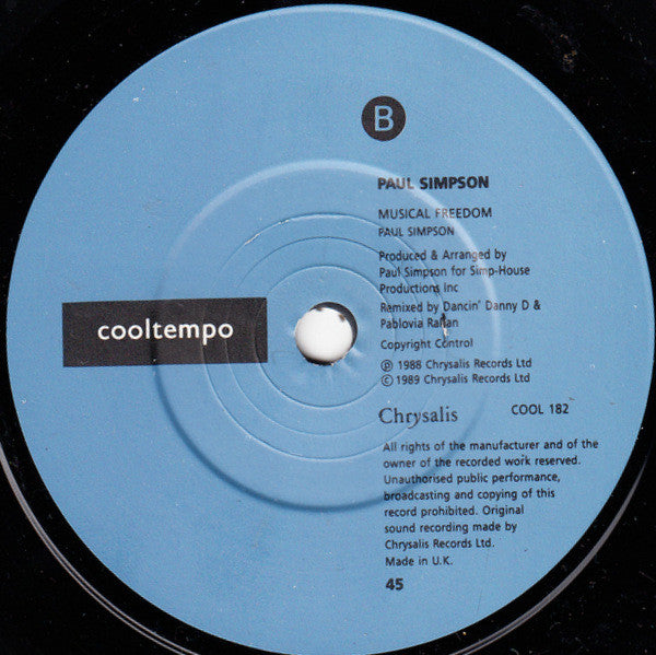 Paul Simpson - Musical Freedom (Moving On Up) - Used Vinyl Record 7" image 4