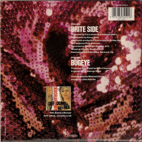 Deborah Harry - Brite Side - Used Vinyl Record 7" image 2