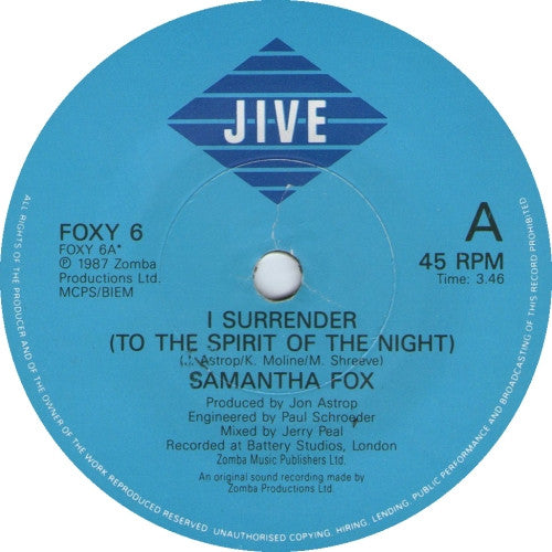 Samantha Fox - I Surrender (To The Spirit Of The Night) - Used Vinyl Rec image 3