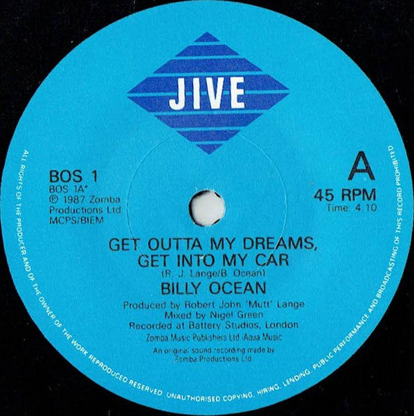 Billy Ocean - Get Outta My Dreams, Get Into My Car - Used Vinyl Recor image 3