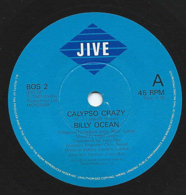 Billy Ocean - Calypso Crazy - Used Vinyl Record 7" image 3