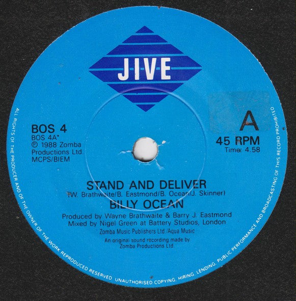 Billy Ocean - Stand & Deliver - Used Vinyl Record 7" image 7