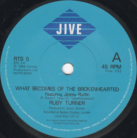 Ruby Turner - What Becomes Of The Brokenhearted - Used Vinyl Record 7 image 3