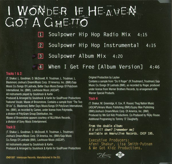 2Pac - I Wonder If Heaven Got A Ghetto - Used CD image 2